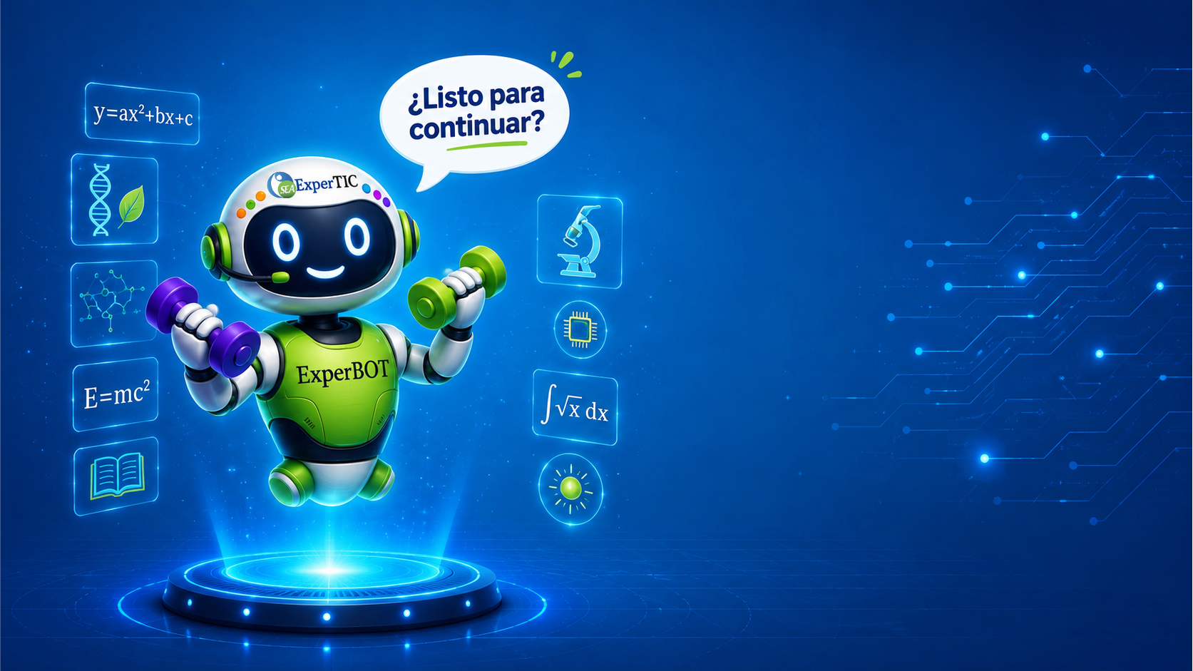 ExperBOT preguntando: ¿Listo para continuar?