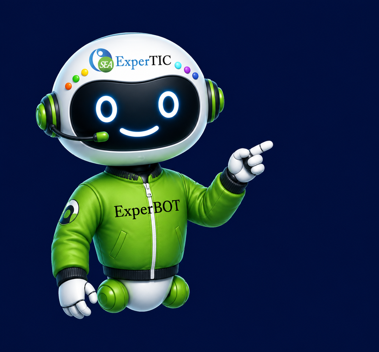 ExperBOT señalando la información de las aulas